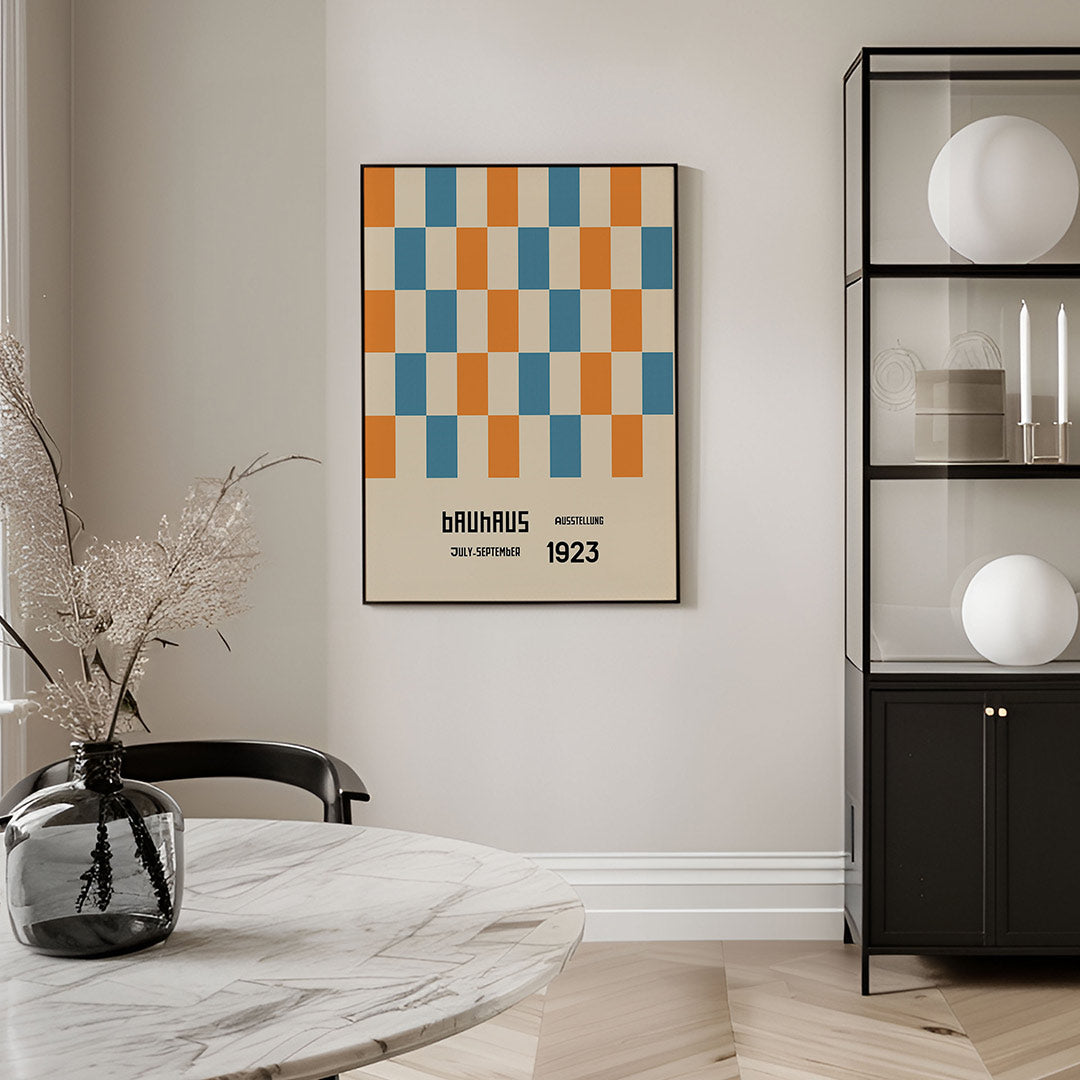 Kleurvlakken ritme – geometrische Bauhaus poster in staand formaat