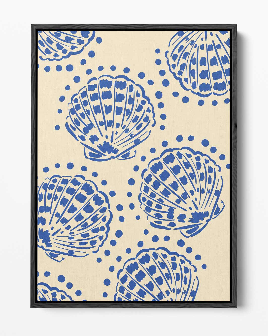 Blauwe Schelpenpatroon – portret kunstwerk als wanddecoratie