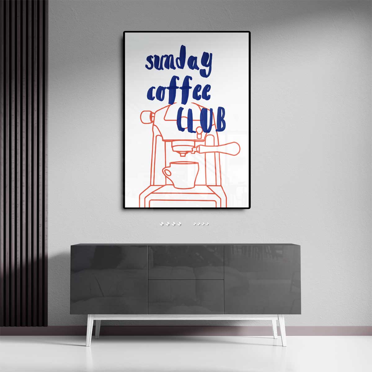 Zondag Koffie Club Poster – canvas kunstwerk als wanddecoratie