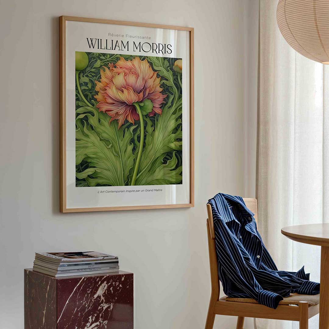Bloem en bladeren – William Morris poster in staand formaat