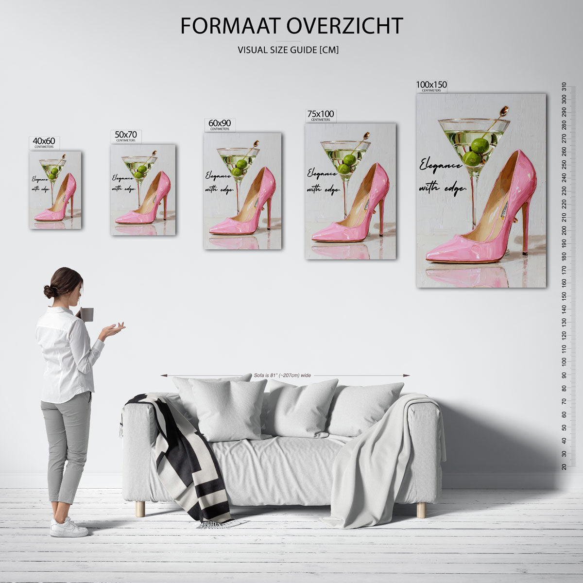 Schoen en cocktail – staand wanddecoratie kunstwerk