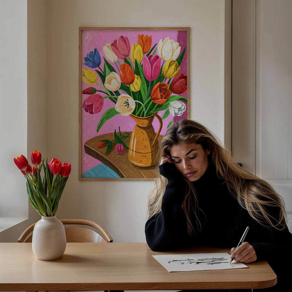 Tulpenpracht – bloemen poster als moderne staande wanddecoratie
