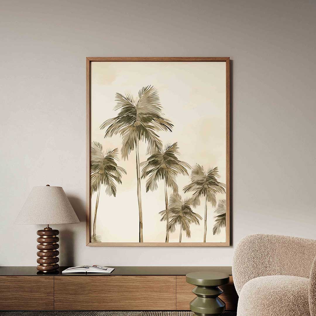 Palmboom silhouetten – tropische jungle poster in staand formaat