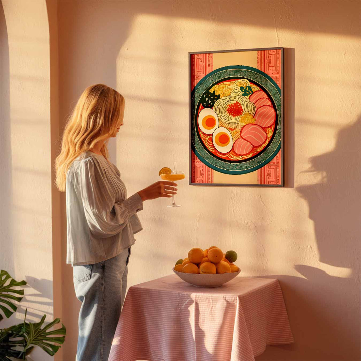 Kleurrijke Ramen Kunstposter – keuken poster als sfeervolle staande wanddecoratie