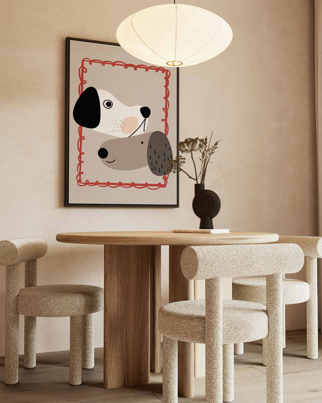 Vrolijke Hondenportret Illustratie – staand kunstwerk voor modern interieur