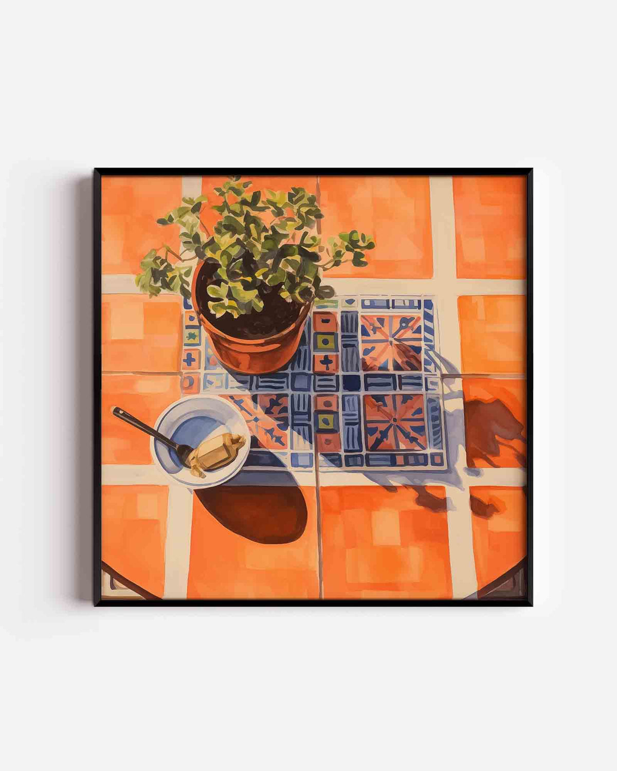 Plant en schaduw – keuken vierkante poster als wanddecoratie
