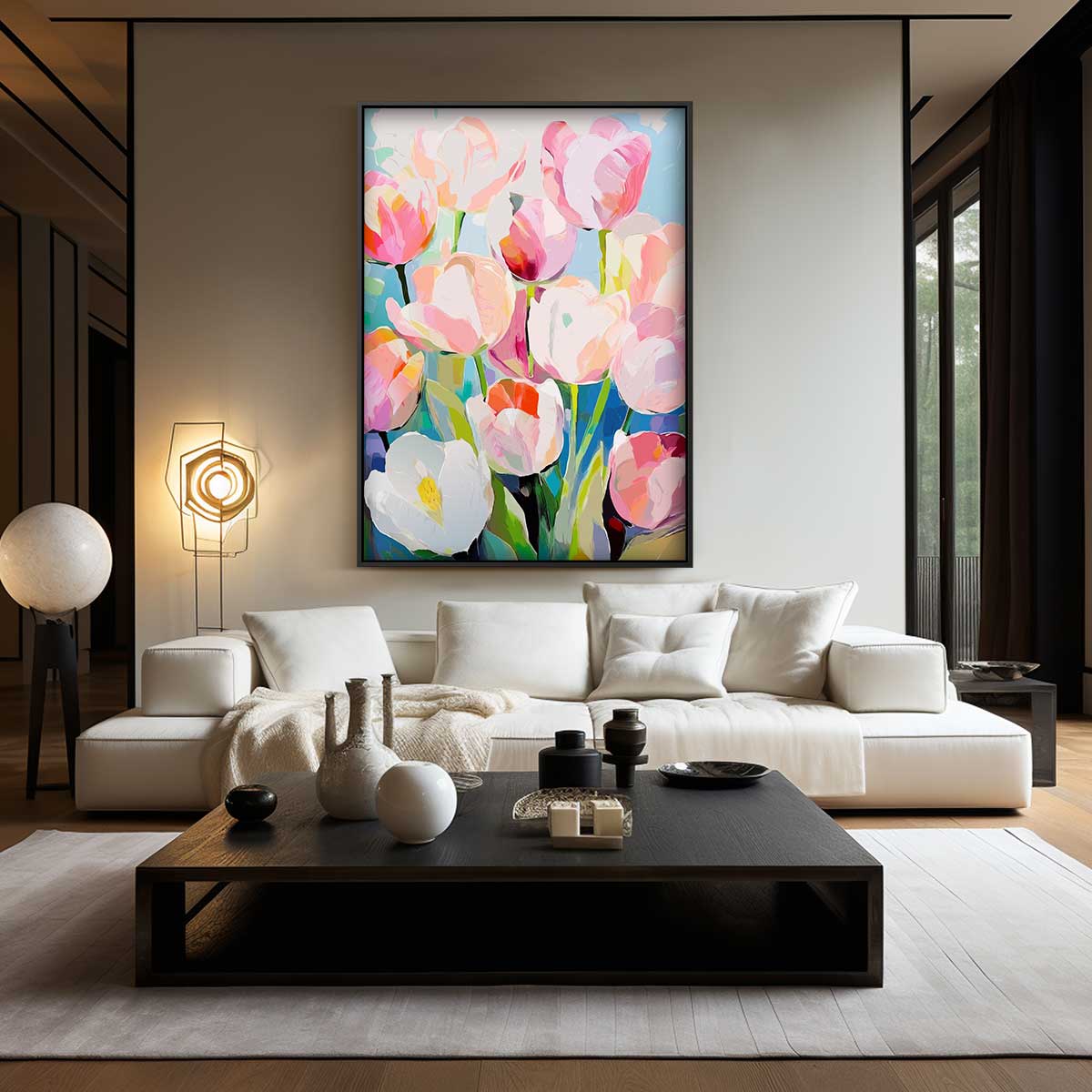 Kleurrijke Lente Tulpen – plexiglas wanddecoratie in portret formaat
