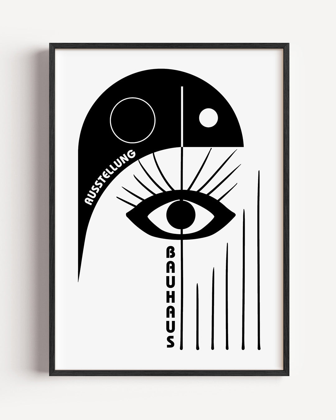 Oog en lijnen – staande Bauhaus poster als wanddecoratie