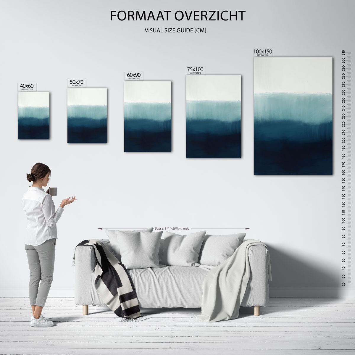 Verstilde kleurovergang – staand wanddecoratie kunstwerk