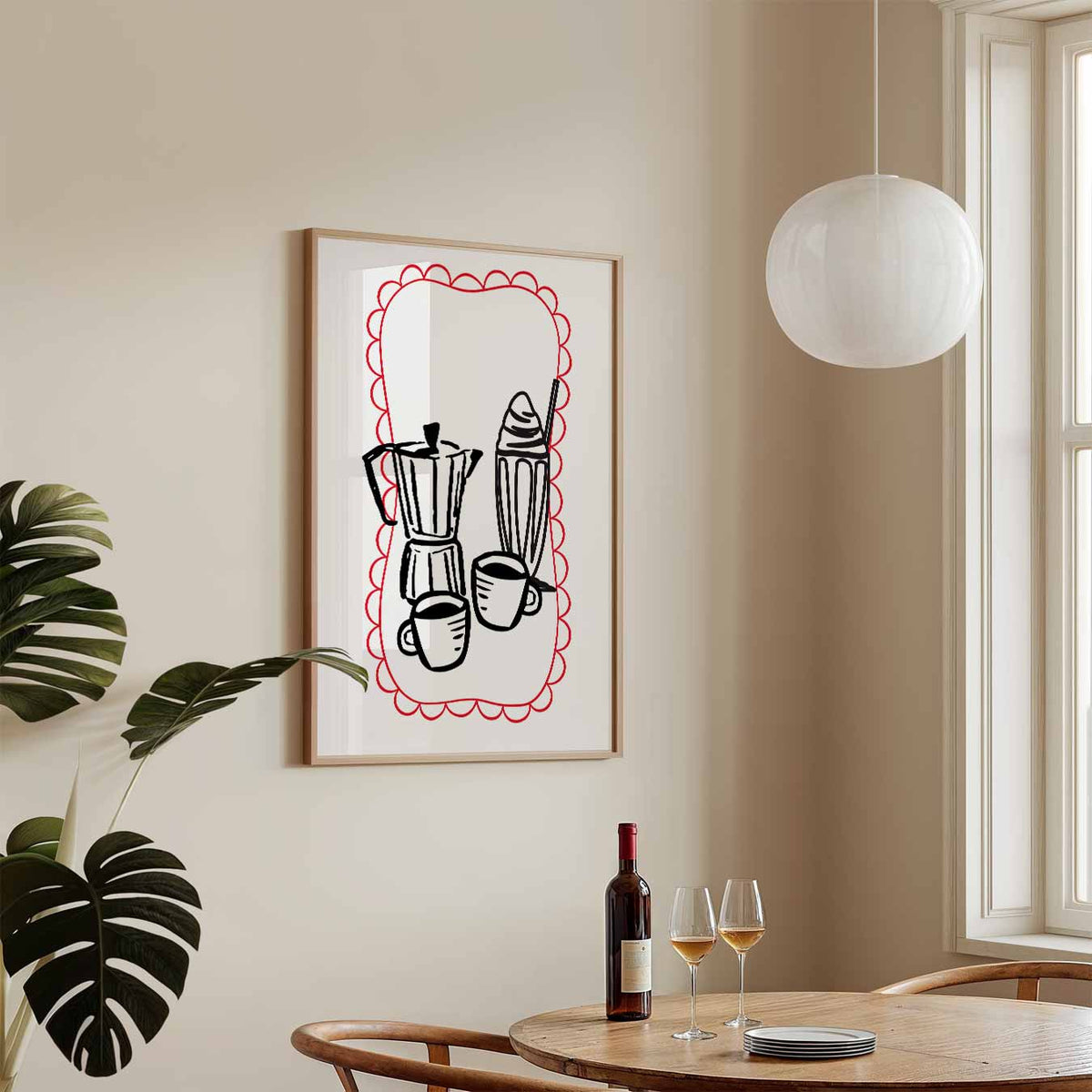 Stijlvolle Koffie Illustratie – keukenposter in staand formaat