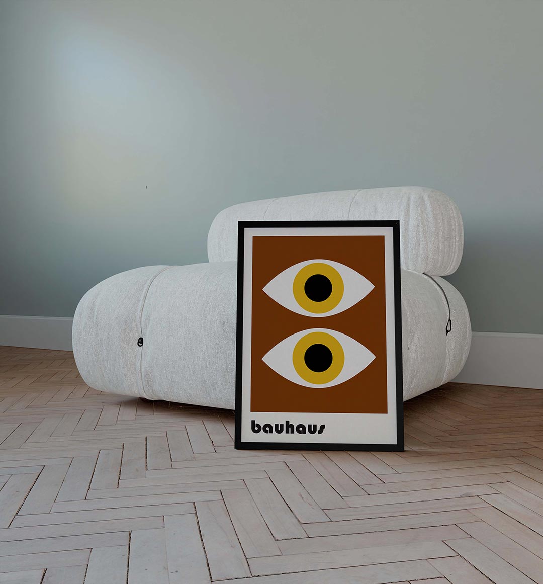 Oogvormen en kleur – geometrische poster in Bauhaus-stijl van WallArtistic