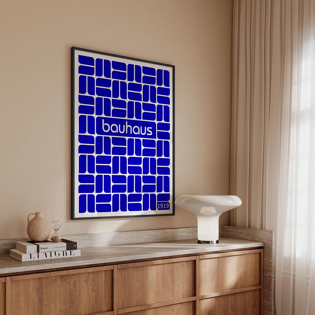 Vormritme en kleur – geometrische Bauhaus poster in staand formaat