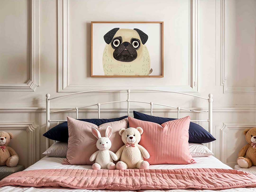 Mopshond – kids poster in liggend formaat