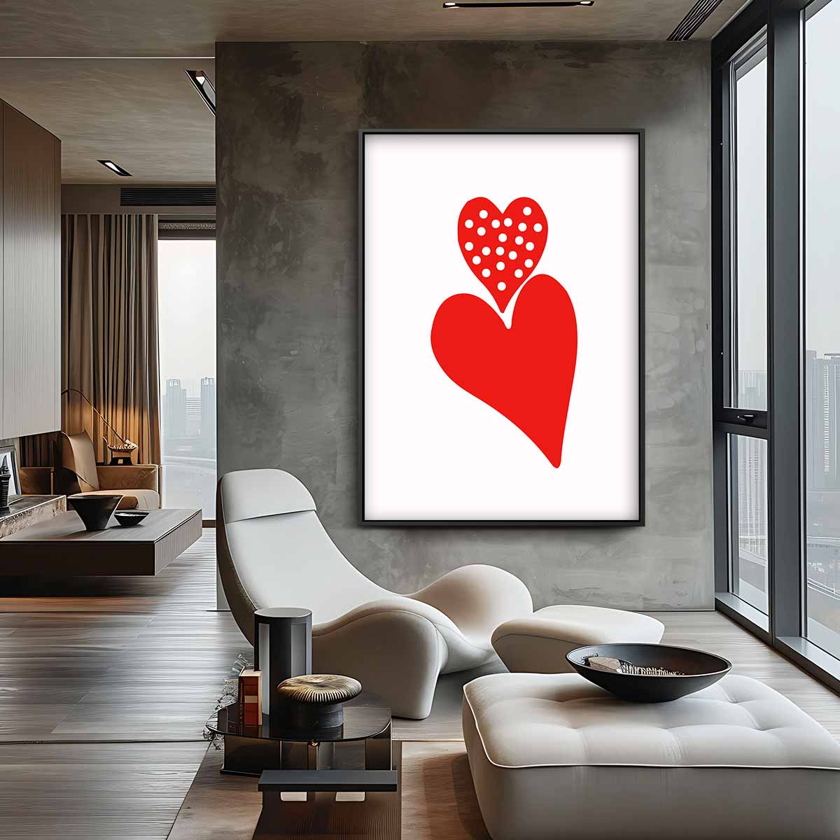 Liefdevolle Harten – staande wandkunst voor woonkamer of interieur