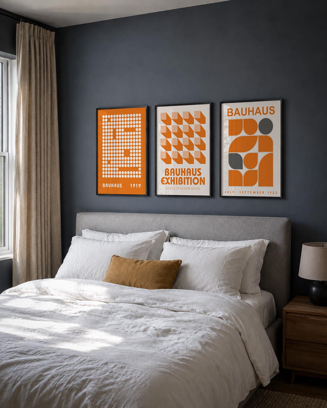 Cirkelpatroon en kleur posterset – derde productweergave – deze posterset in drie delen toont een speels lijnenspel van witte