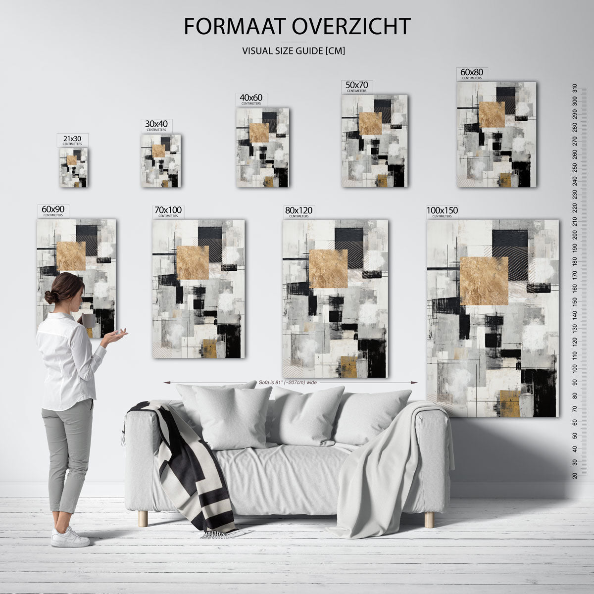 Abstracte geometrische vormen – staande muurposter met zachte abstracte vormen
