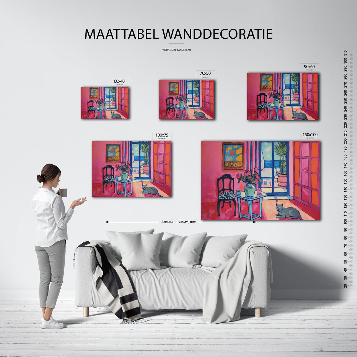 Interieur met kat – kunstwerk op canvas, dibond of plexiglas