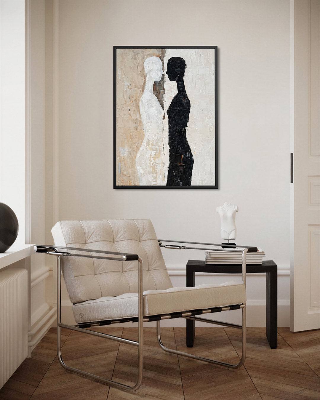 Tegenovergestelde silhouetten – kunstwerk als stijlvolle wanddecoratie