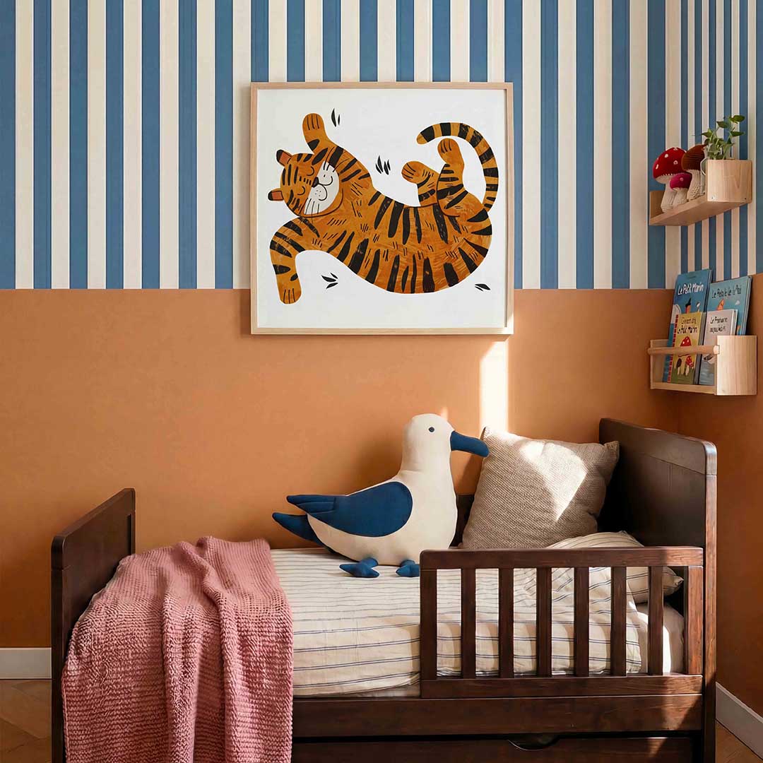 Speelse tijger – kids poster in vierkant formaat