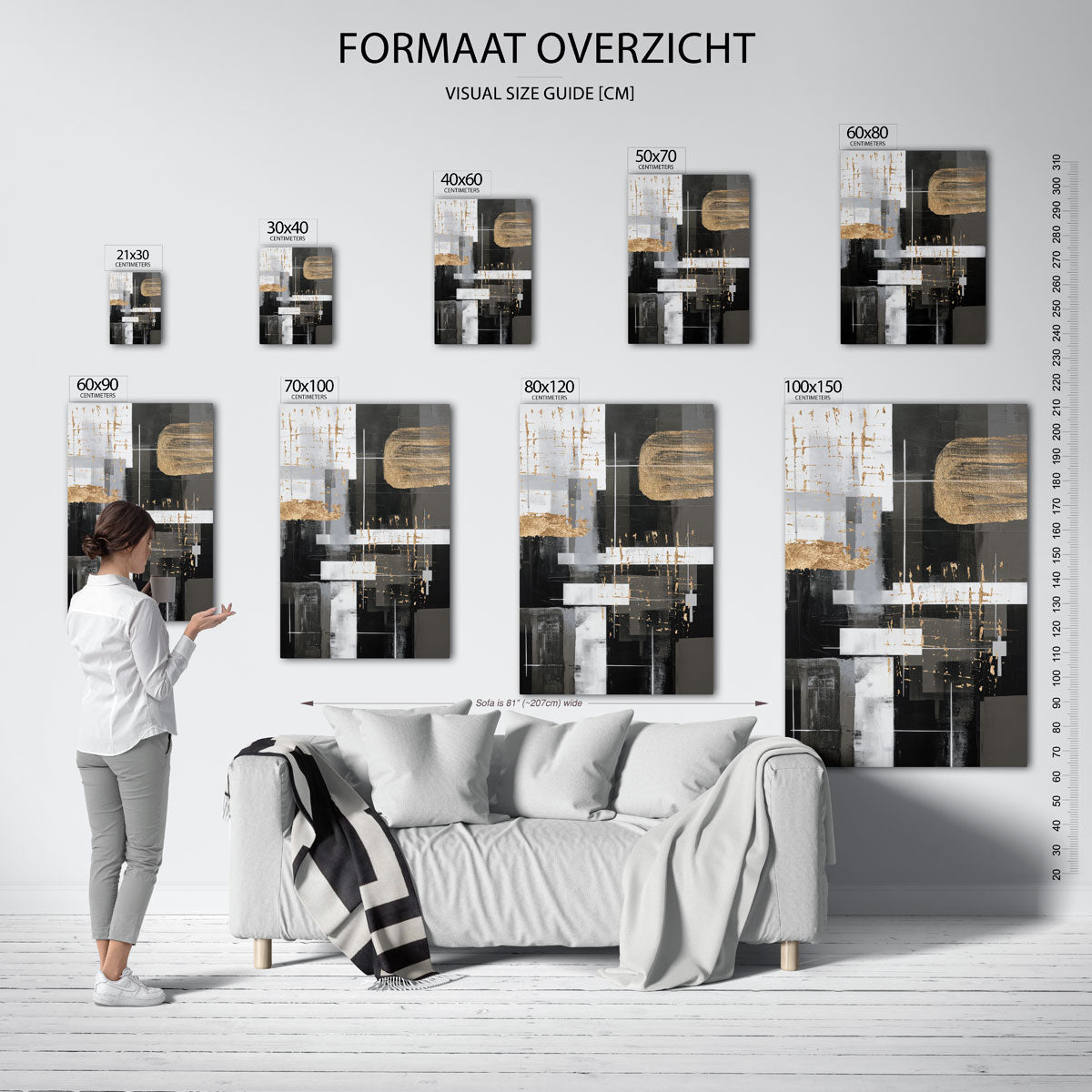 Abstracte geometrische vormen – staande muurposter met zachte abstracte vormen