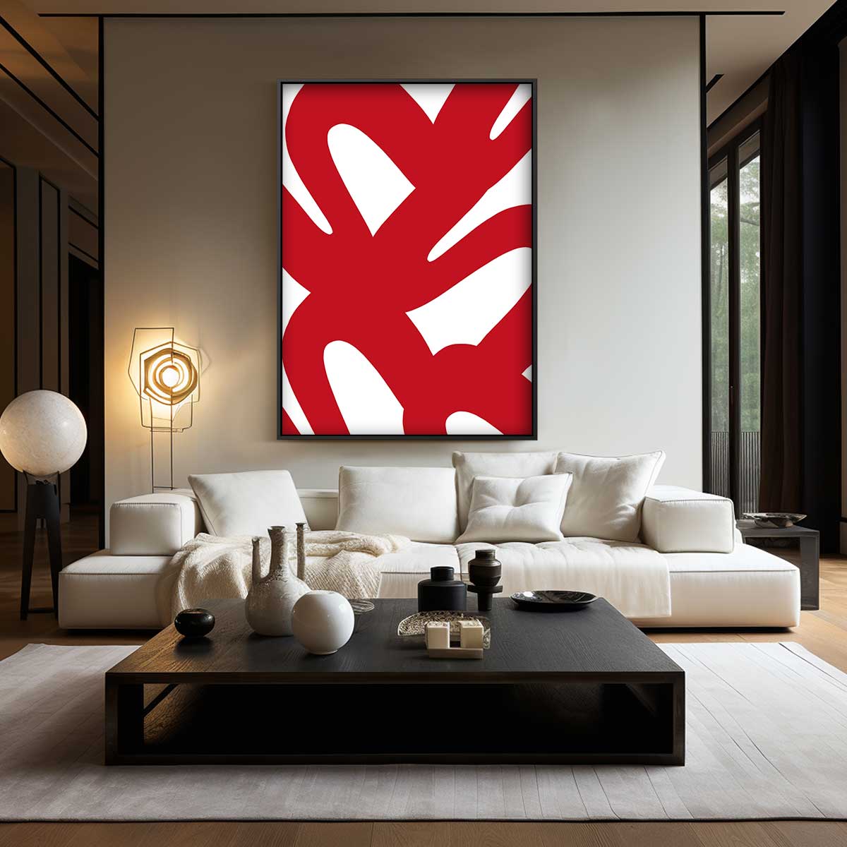 Rode Moderne Wandkunst – modern portret kunstwerk van WallArtistic