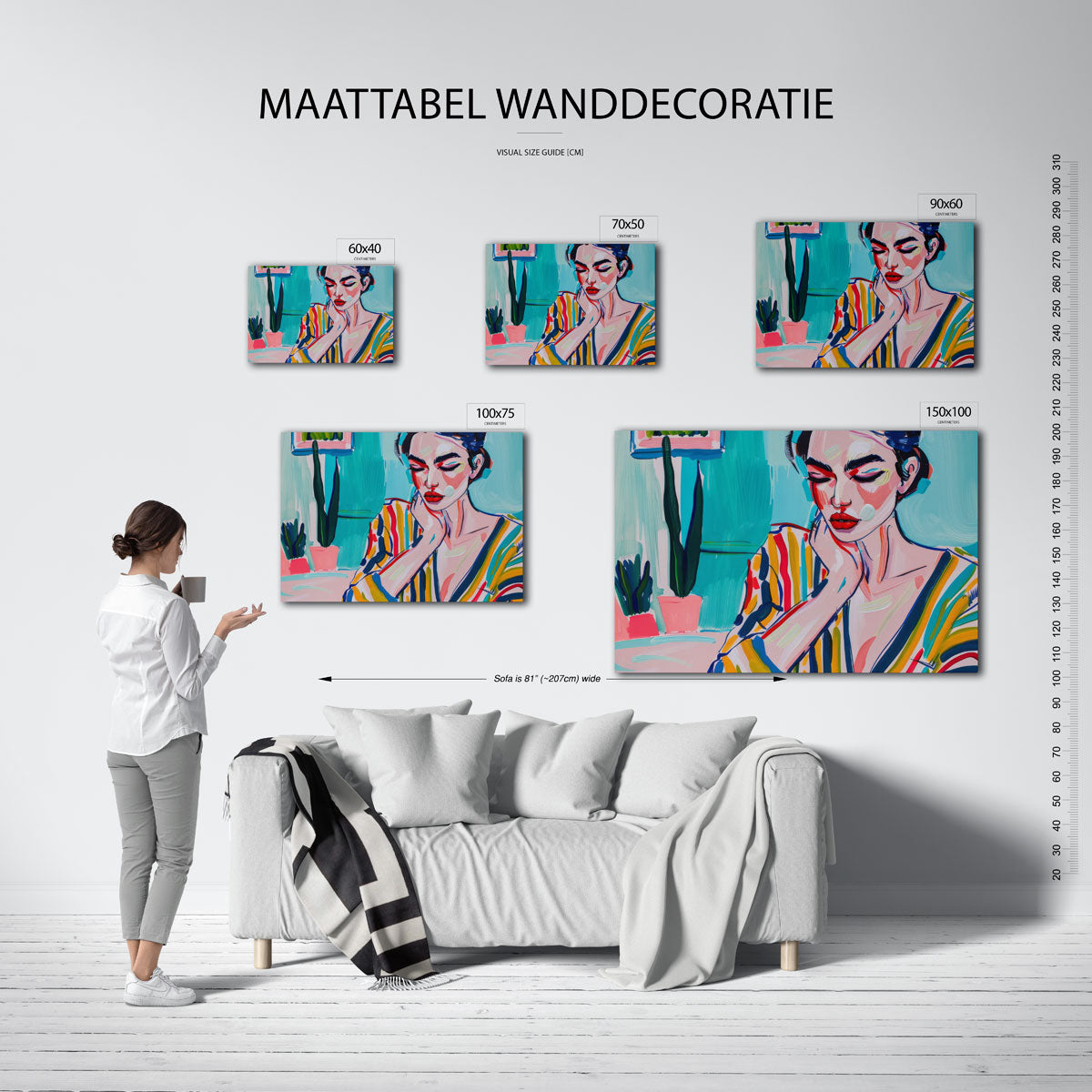 Kleurrijke portret expressie – Kleurrijk – moderne liggende wanddecoratie