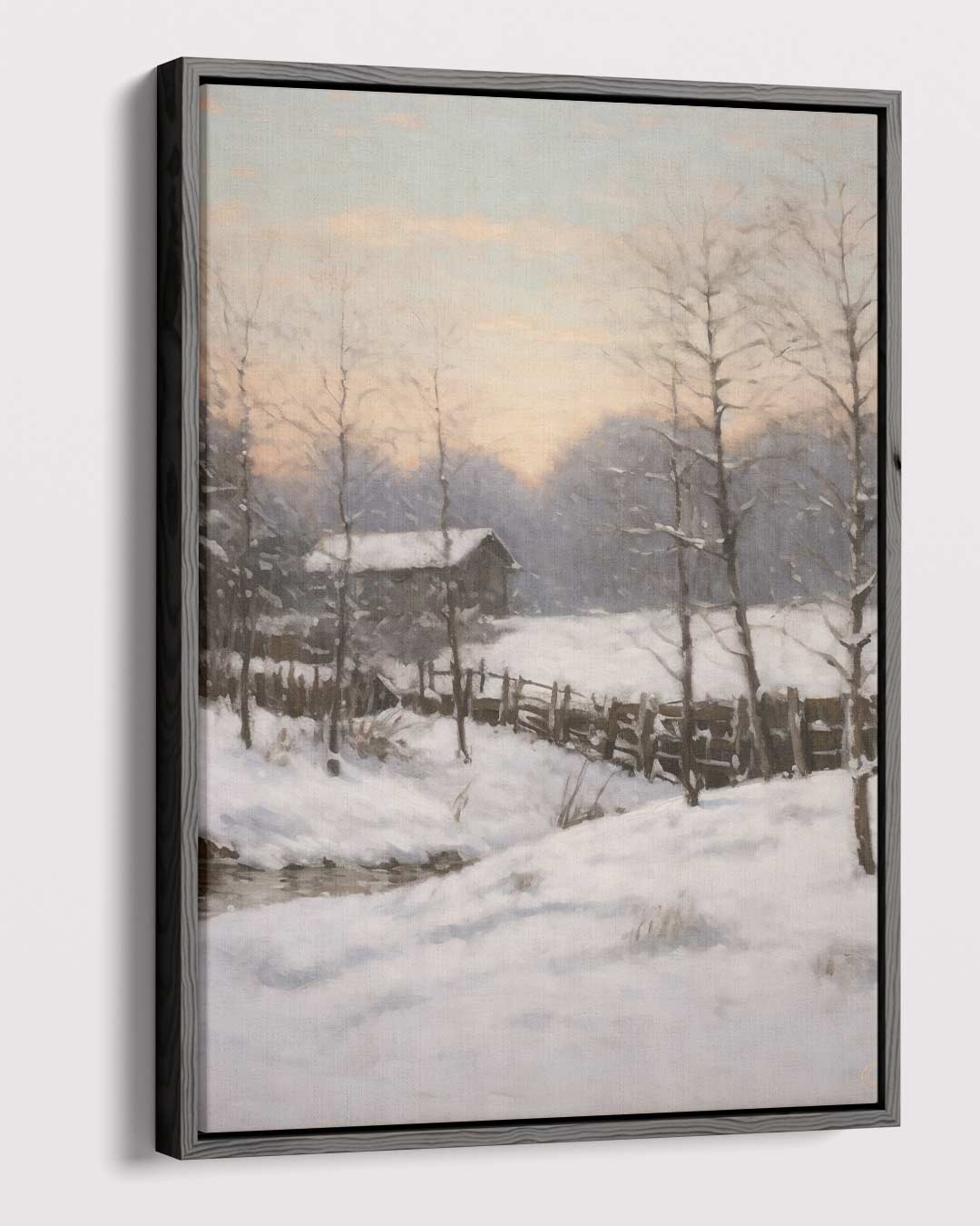 Winterlandschap bij Zonsopgang – canvas wanddecoratie in portret formaat