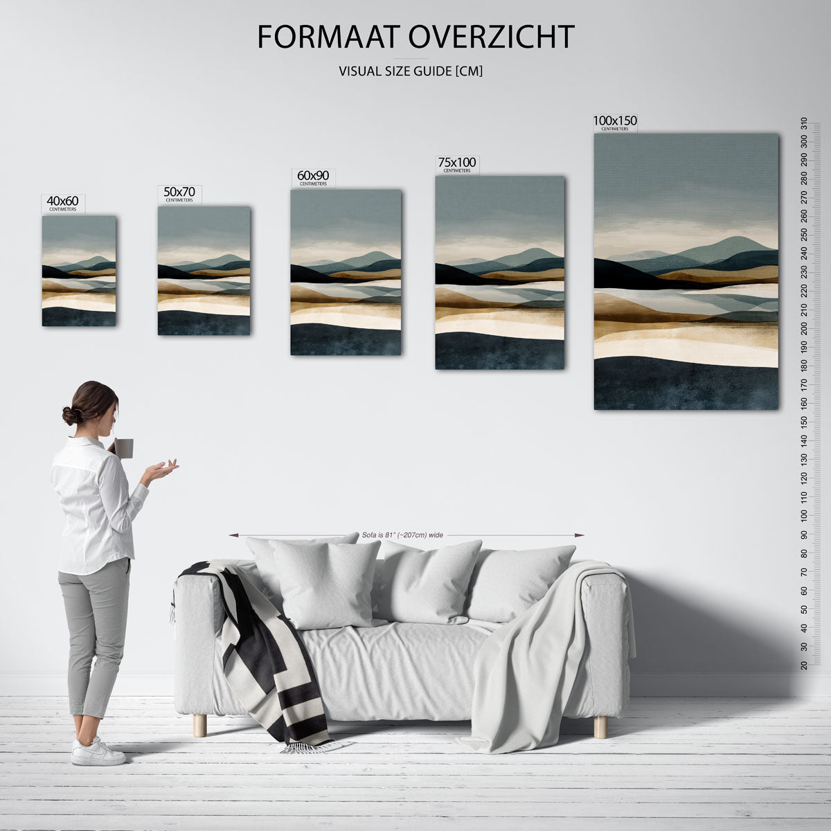Gelaagde landschap compositie – staande wanddecoratie van WallArtistic