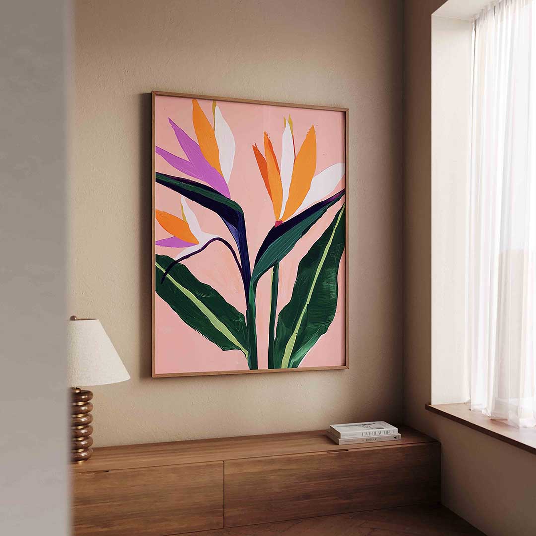 Paradijsvogelbloem – tropische wandkunst als portret poster