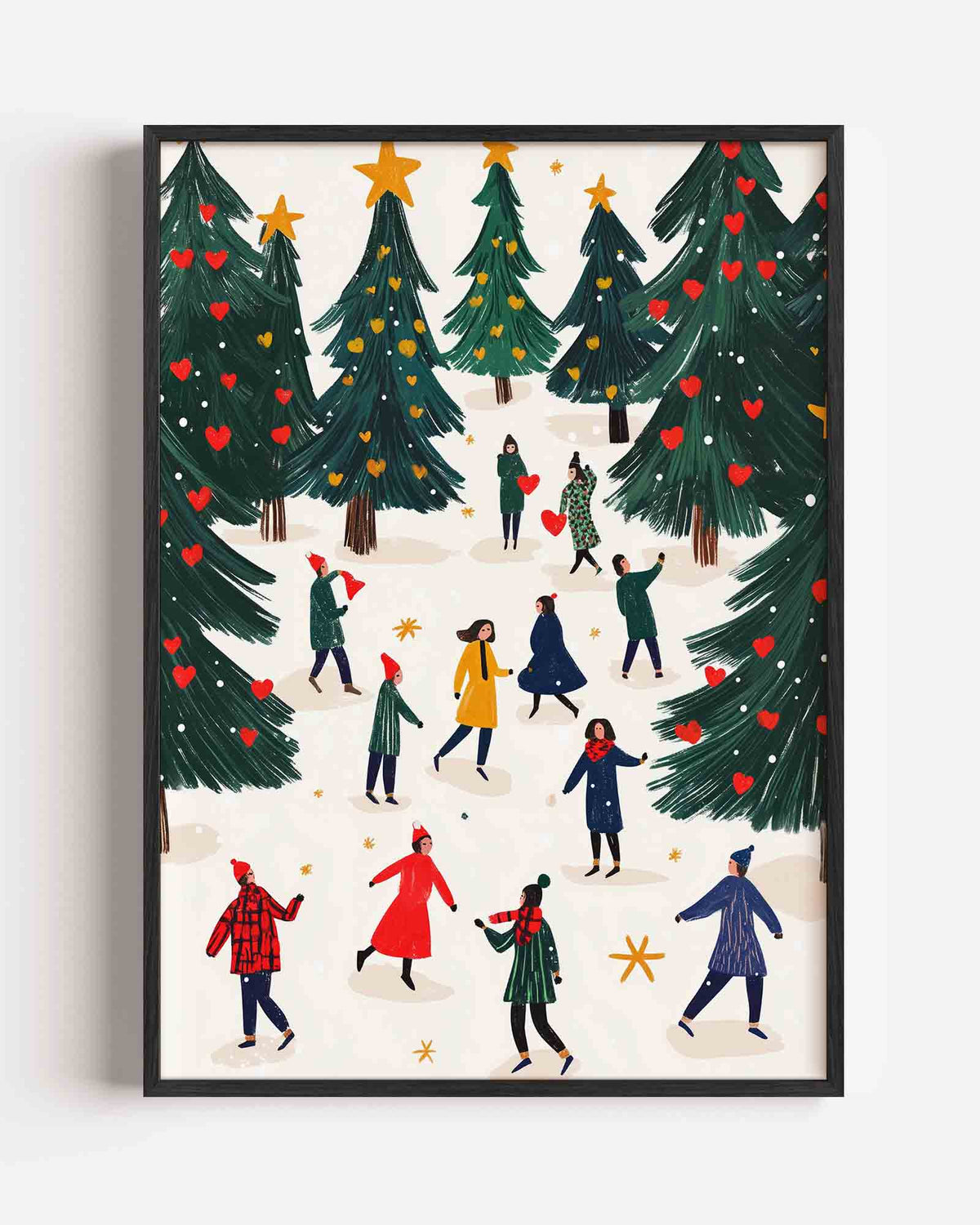 Winterse boswandeling – kerst portret poster als wanddecoratie