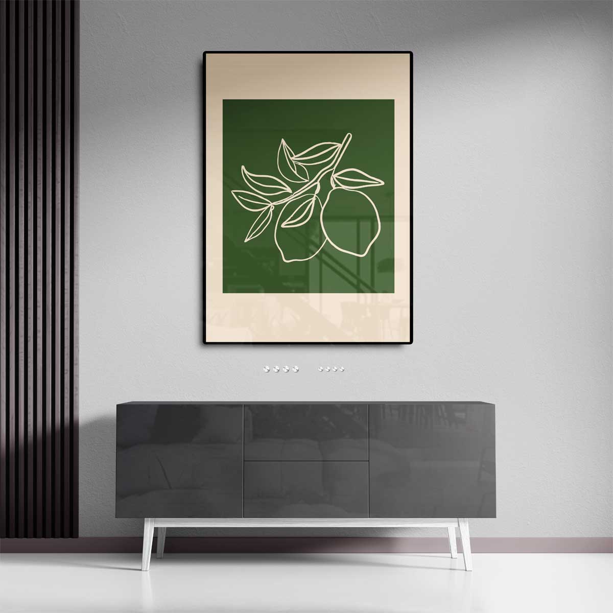 Minimalistische Citrustak – staande wandkunst voor woonkamer of interieur
