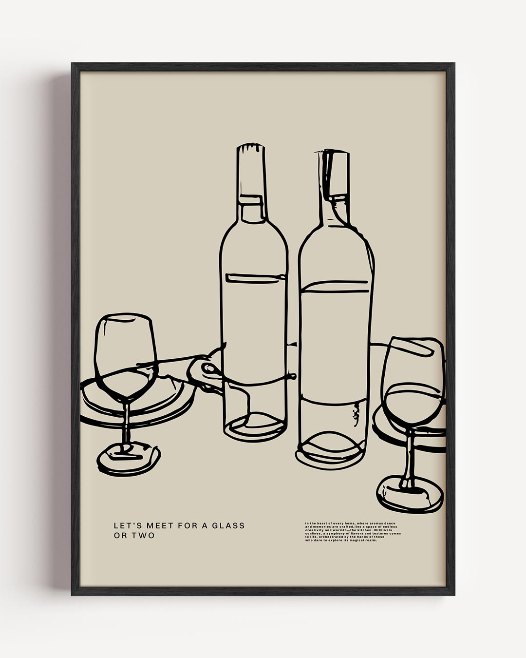 Gezellige Wijnafspraak – keuken portret poster als wanddecoratie