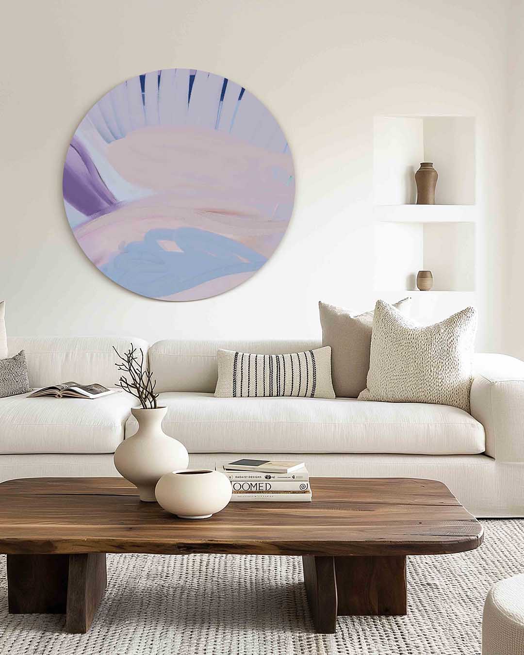 Abstracte – muurcirkel met kleur en vormen voor aan de muur