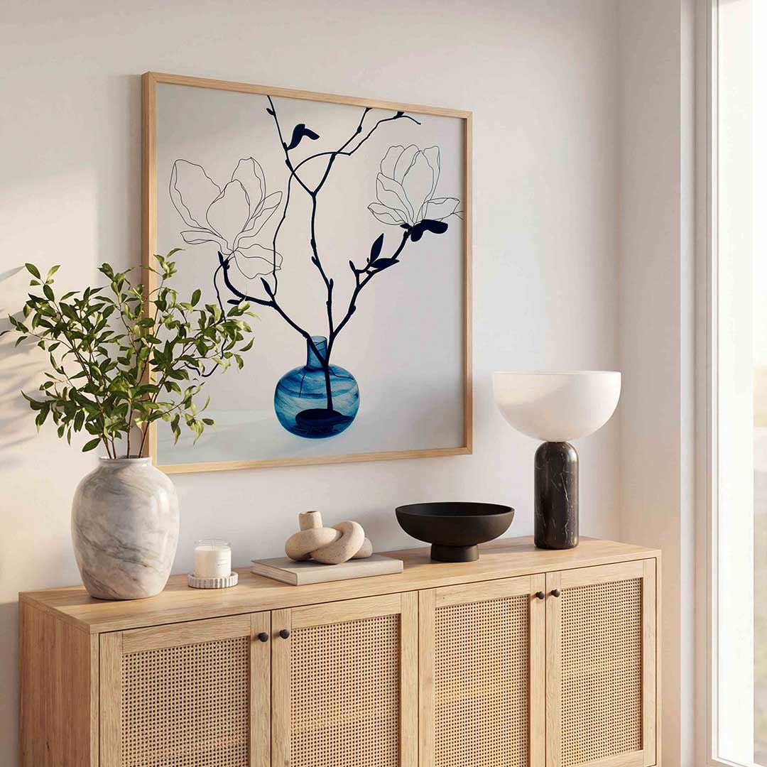 Bloem in vaas – illustratie poster in vierkant formaat