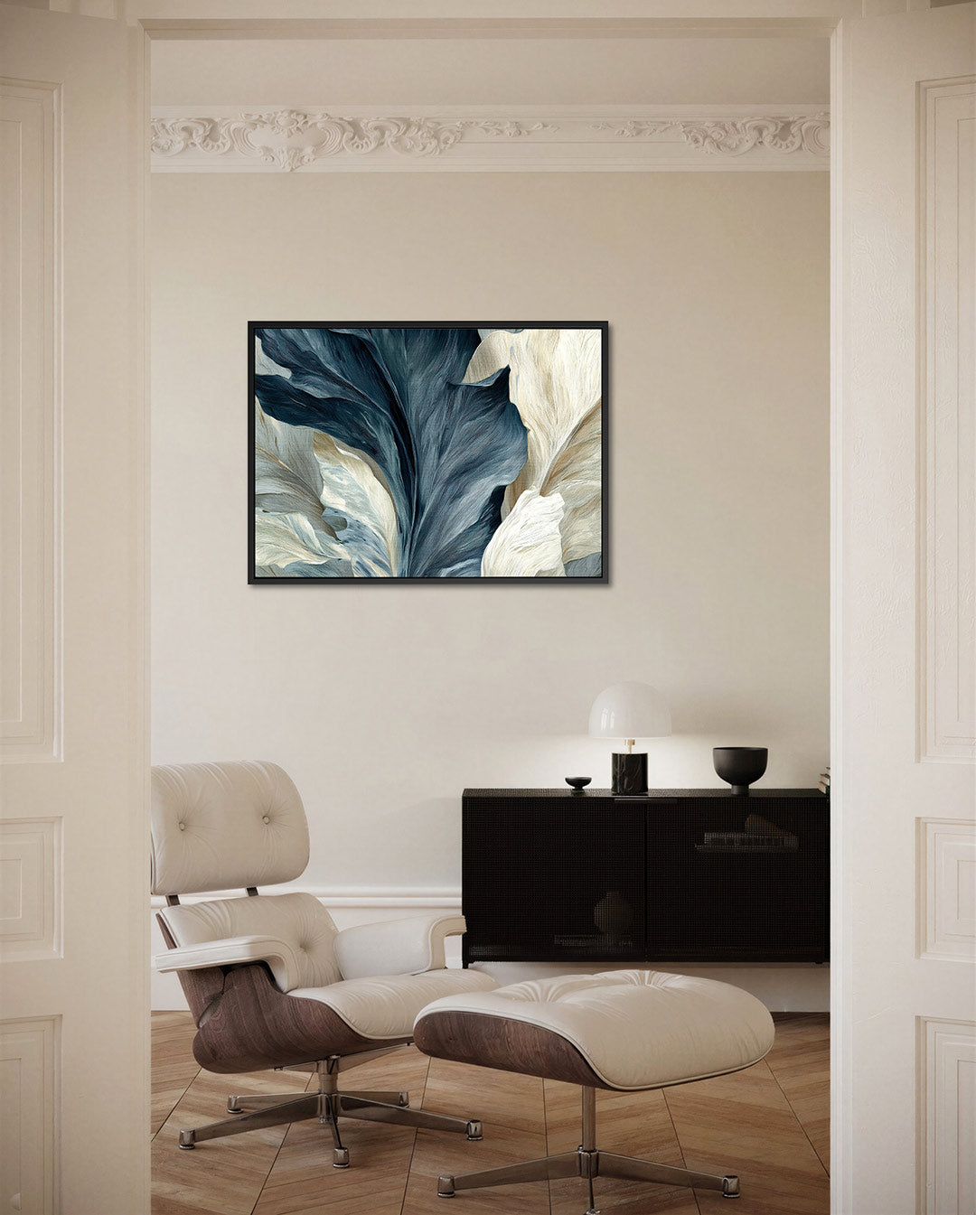 Organische vormen – Blauw – liggende wanddecoratie