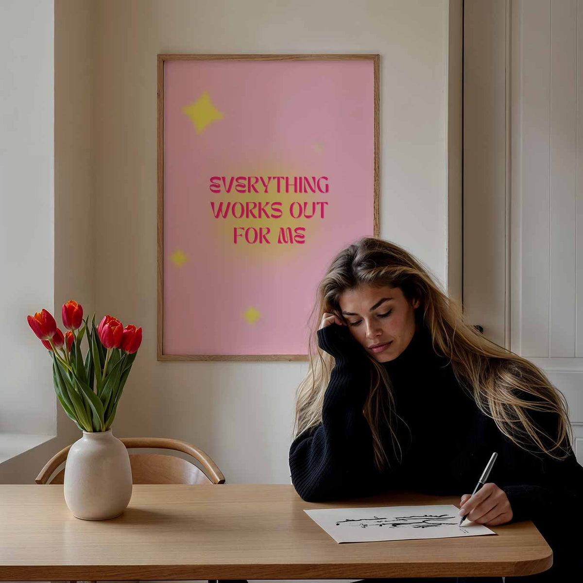 Inspirerende Roze Positiviteitsposter – mindful portret poster, afbeelding 7