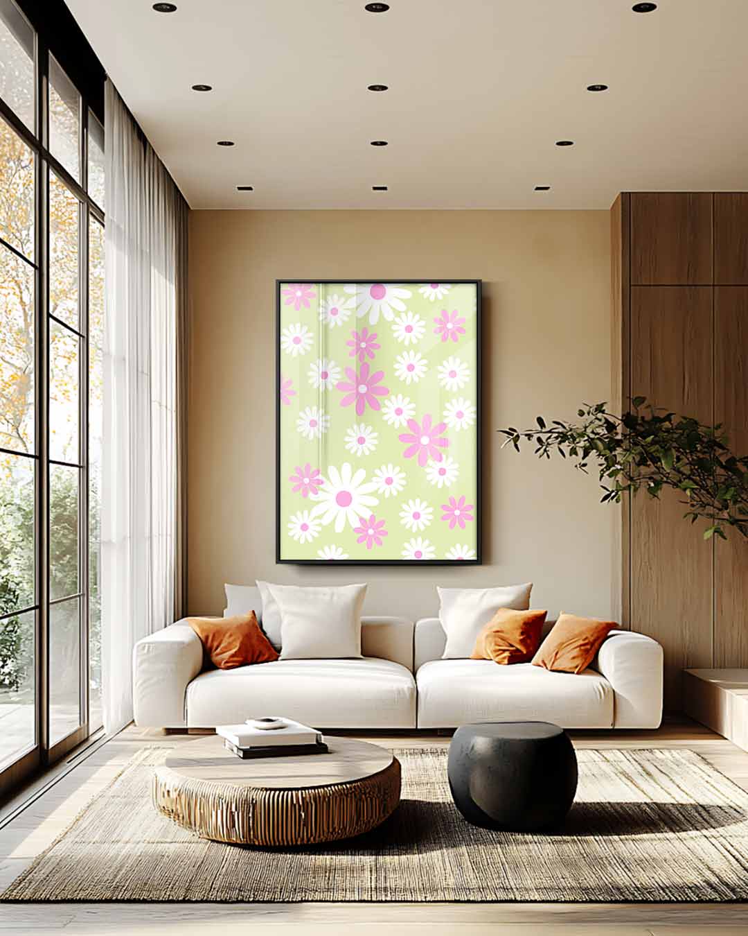 Vrolijke Bloemenpracht – plexiglas wanddecoratie in portret formaat