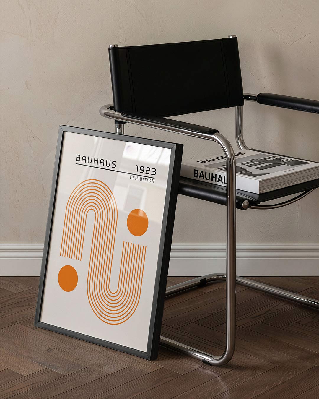 Lijnen en cirkels – staande Bauhaus poster voor aan de muur