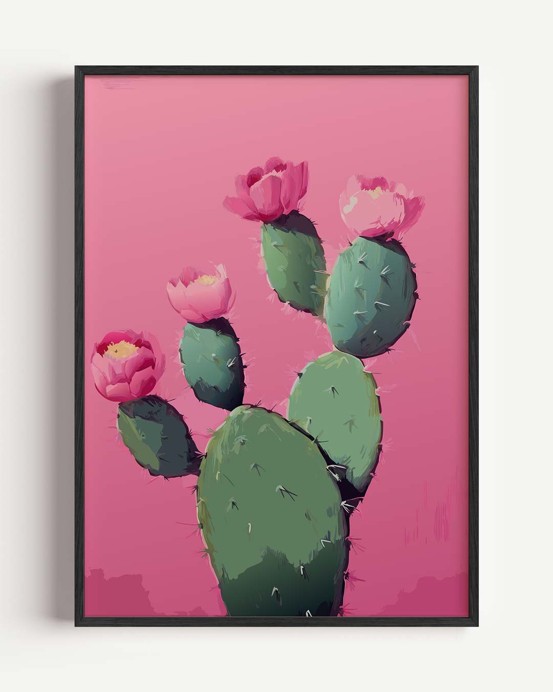 Cactus Bloemenpracht op Roze – paas portret poster als wanddecoratie