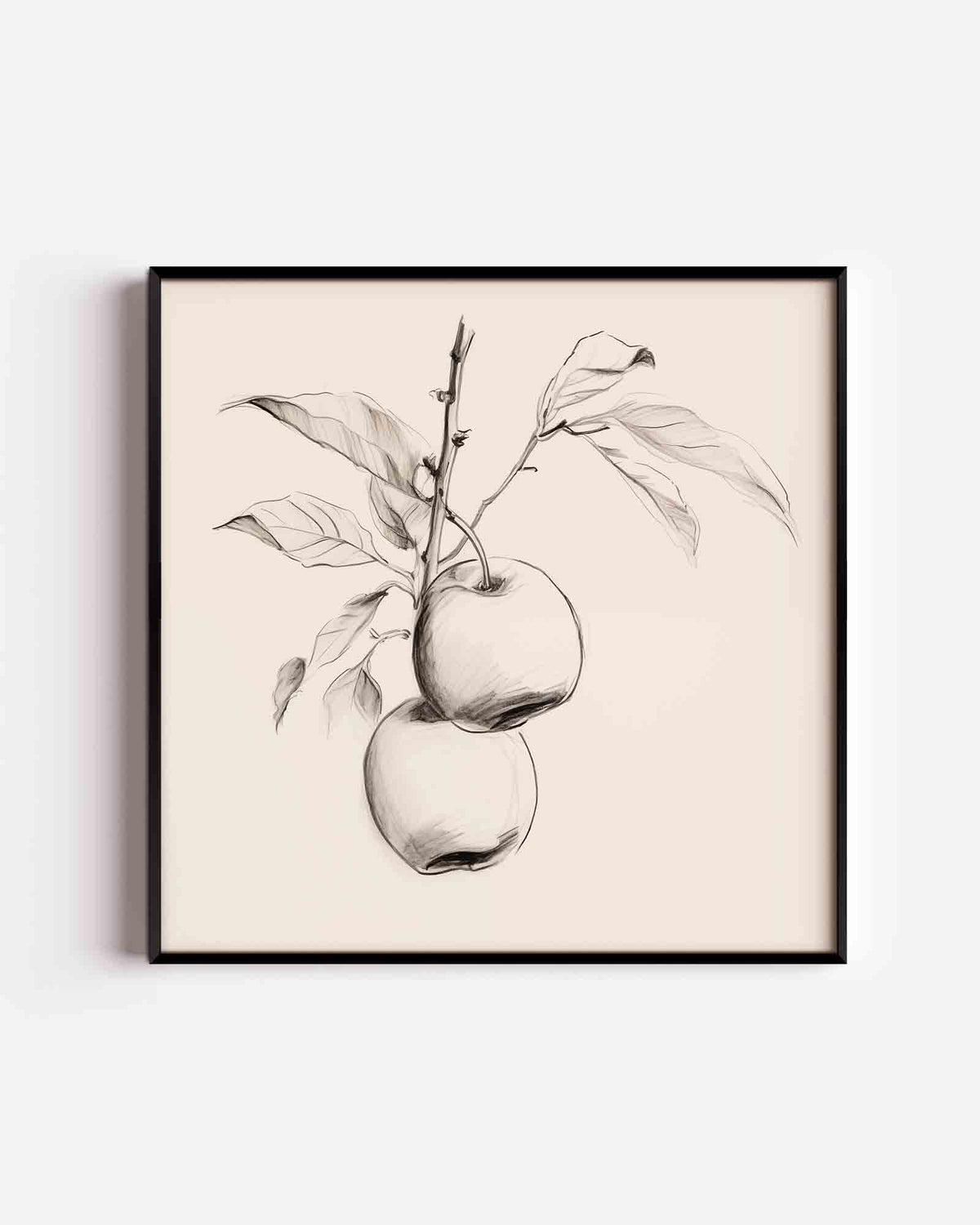 Twee appels aan tak – vierkante poster met kleur en vormen als wanddecoratie