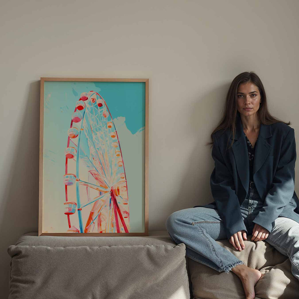 Dromerige Reuzenrad Kunstposter – Streetart wandkunst als portret poster
