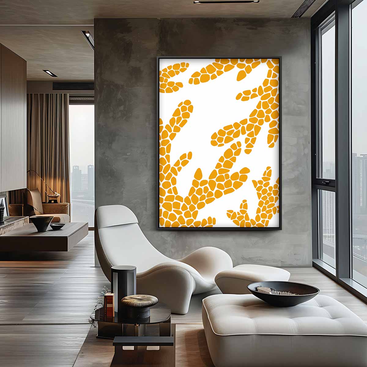 Giraffe Patronen Kunstprint – canvas wanddecoratie in portret formaat