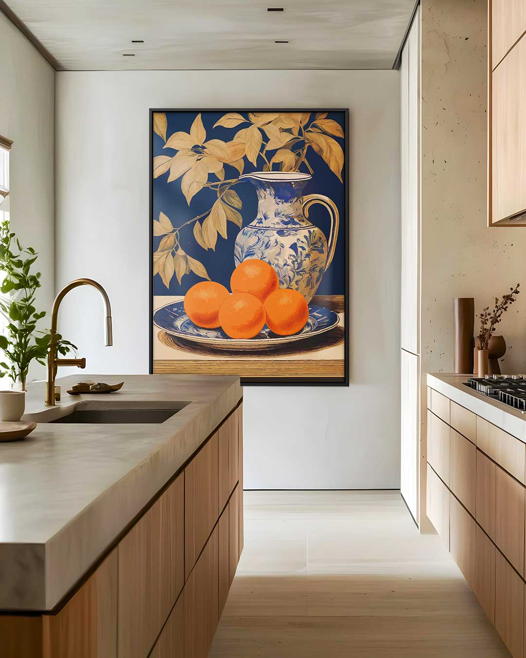 Stilleven met Sappige Sinaasappels – staand kunstwerk voor modern interieur