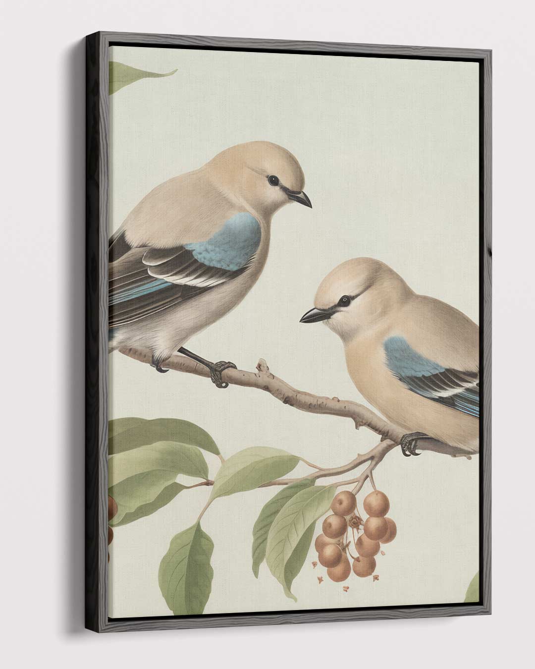Twee Vogelvriendjes op een Tak – dibond kunstwerk als wanddecoratie