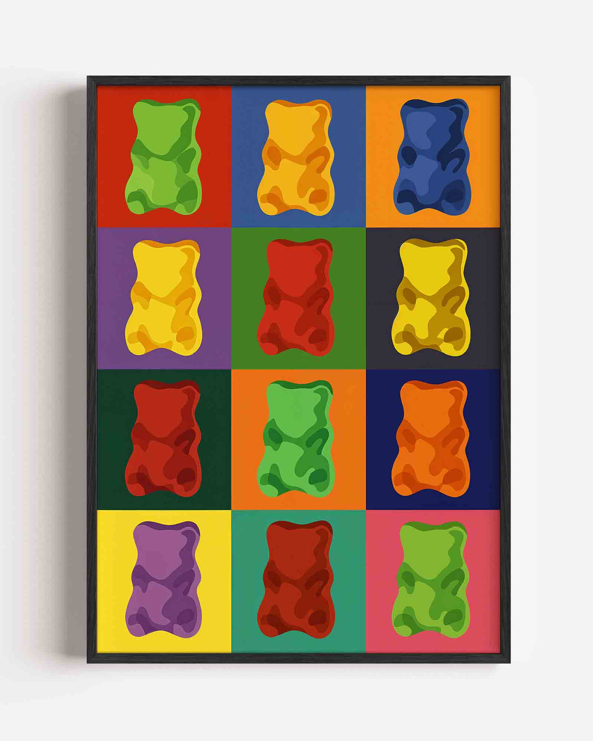 Gekleurde snoepjes – Pop Art en Streetart portret poster als wanddecoratie