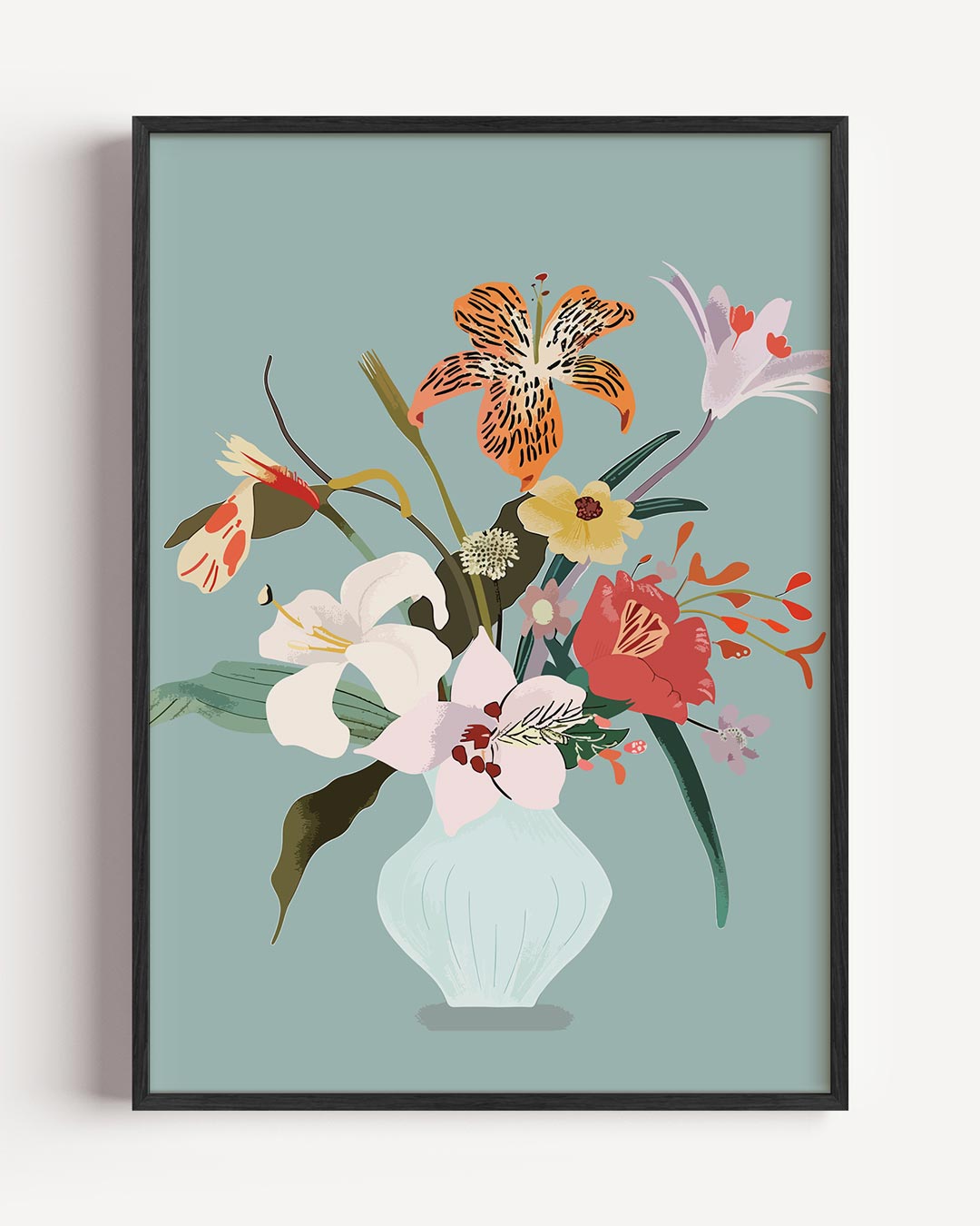 Bloemenpracht in Vaas – zomer portret poster als wanddecoratie