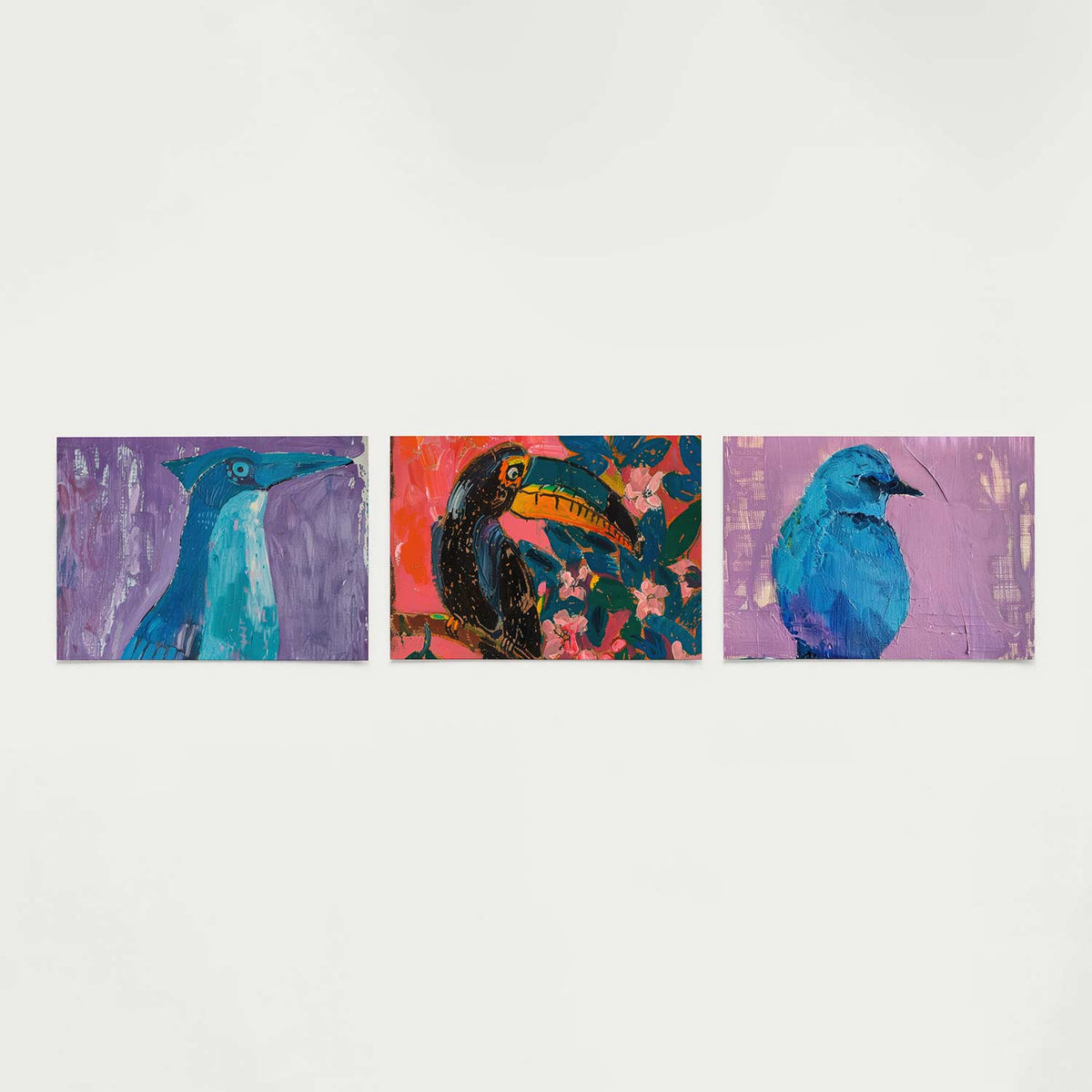 Vogelsilhouet en kleuren Posterset