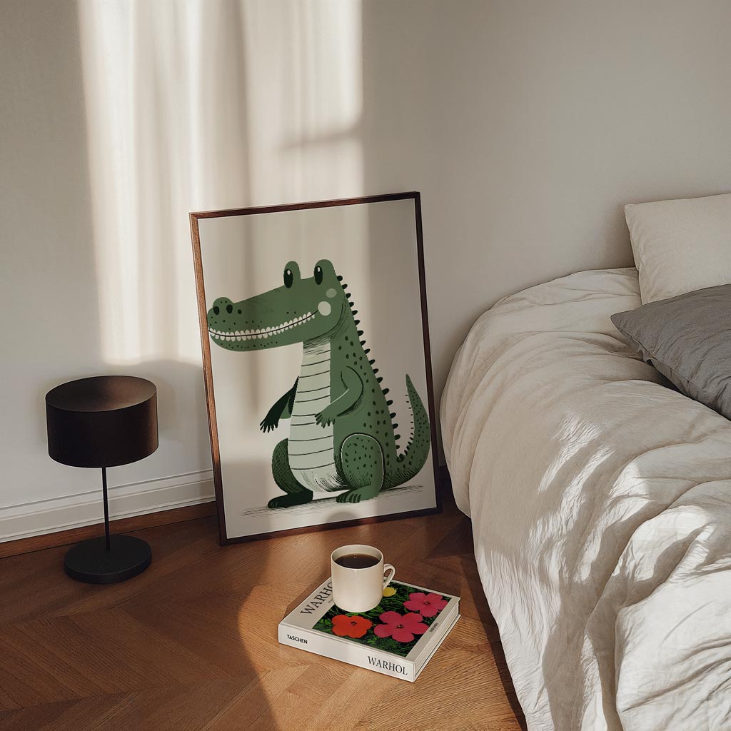 Speelse Krokodil Kinderkamer – staande kinderkamer wanddecoratie van WallArtistic