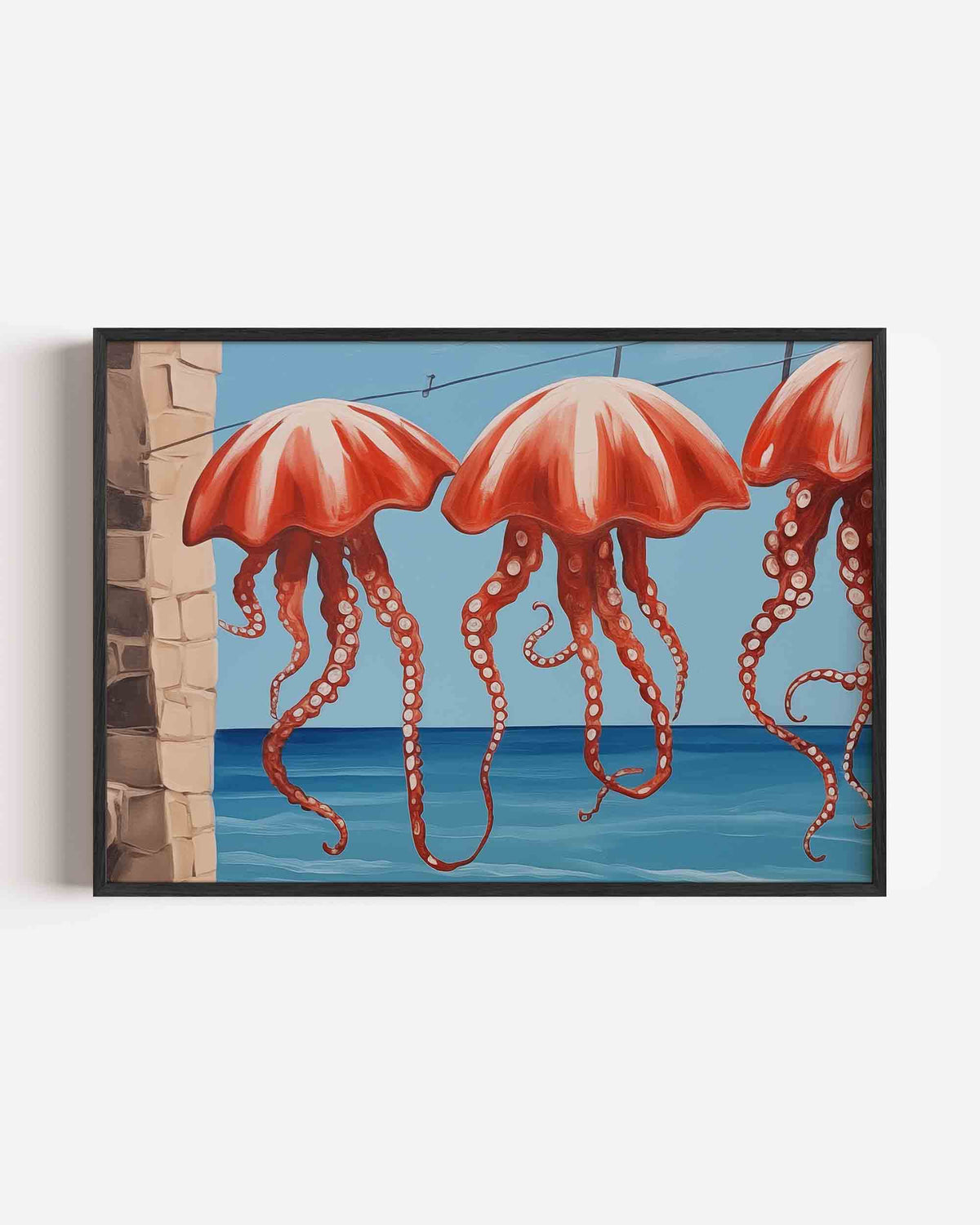 Rode kwallen aan lijn – keuken landscape poster als wanddecoratie
