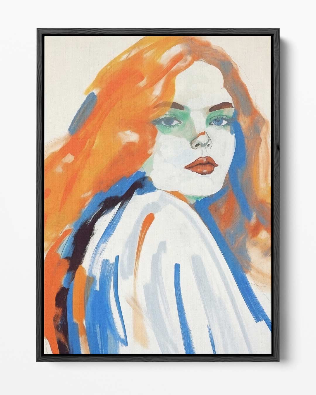 Dromerige Tinten: Vrouw in Kleur – portret kunstwerk als wanddecoratie